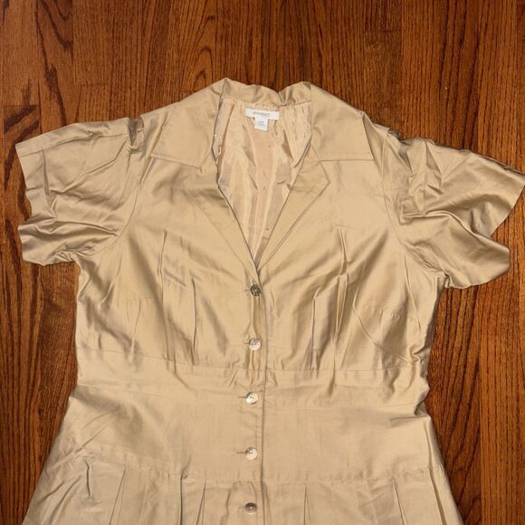 DRESSBARN Size 18W Beige Plus Size Lined Pleat Dress - Picture 5 of 6